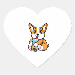 Adesivo Coração Cute Corgi Boba