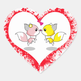 Adesivo Coração Cute Foxes Kissing in Blood Splatter Heart 