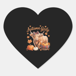 Adesivo Coração Cute Highland Cow Queda Autumn Girling Ação de Gra