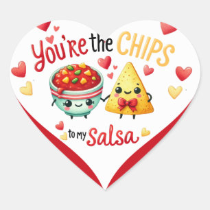 Adesivo Coração Cute Kawaii Chips e Salsa