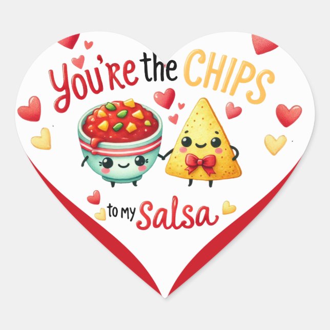 Adesivo Coração Cute Kawaii Chips e Salsa (Frente)