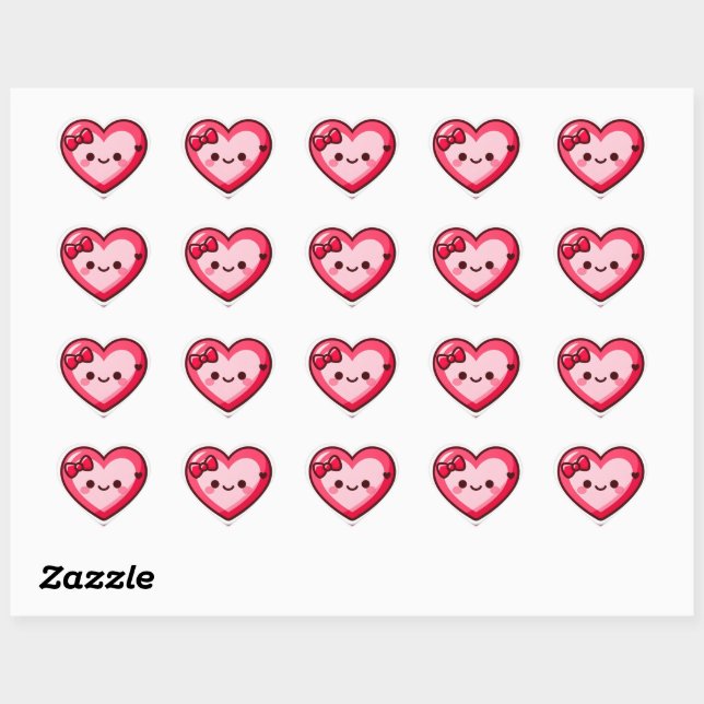 Adesivo Coração Cute Kawaii Heart Valentine Stickers (Folha)