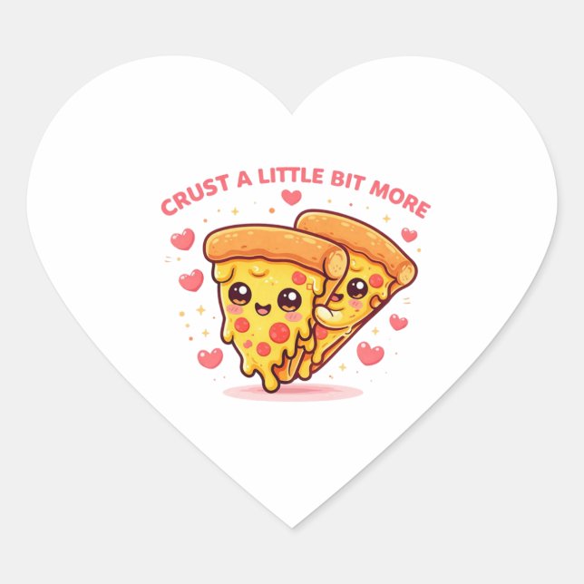 Adesivo Coração Cute Kawaii Pizza Sticker – Funny Pizza Lover Cart (Frente)