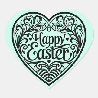Adesivo Coração Cute teal bunny happy Easter stickers