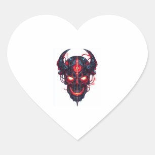 Adesivo Coração Cyber Demon Skull Lord
