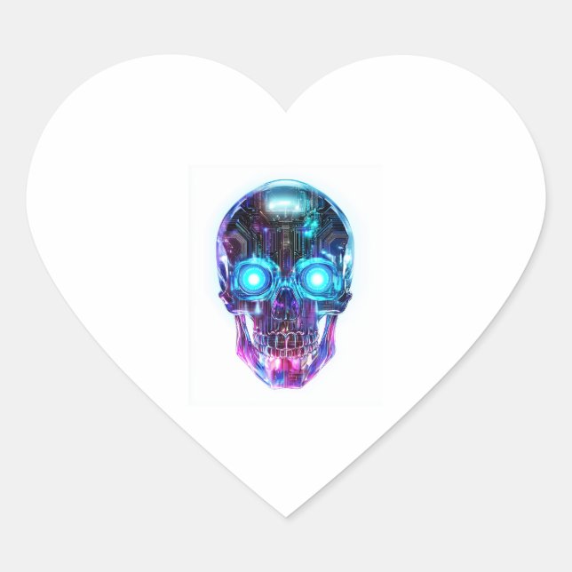 Adesivo Coração Cyberpunk Skull King (Frente)