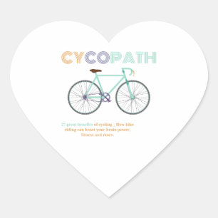 Adesivo Coração Cycopath Engraçado ciclismo para ciclistas e biker