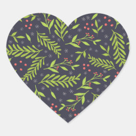 Adesivo Coração Cypress Flocos de Neve Natal Berries Flores Vermel