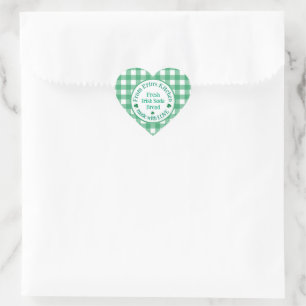 Adesivo Coração Da Cozinha NAME com Amor Verde Irlandês Xadrez 