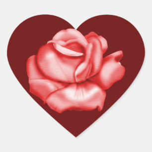 Adesivo Coração Da "o envelope da flor rosa vermelha" sela -