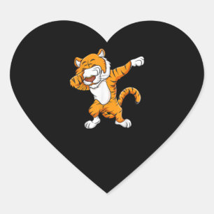 Adesivo Coração Dabbing Tiger Squad Futebol Mascot Funny Dab