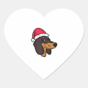 Adesivo Coração Dachshund Weiner Papais noeis de Cachorro no Natal