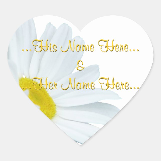 Adesivo Coração Daisy Stickers Personalizados Padrões Brancos Pers (Frente)