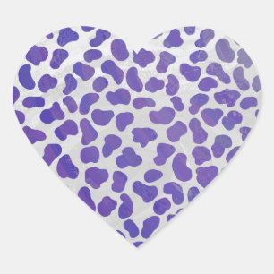 Adesivo Coração Dalmaciano Roxo e Impressão branco