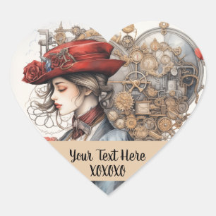 Adesivo Coração Dama em Beijo de Valentino Vermelho steampunk aqua