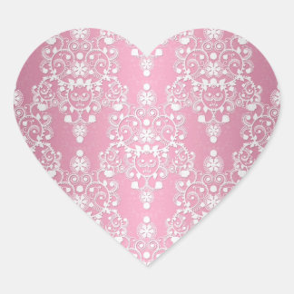 Adesivo Coração Damasceno Cor-de-Rosa e Branco Feminino