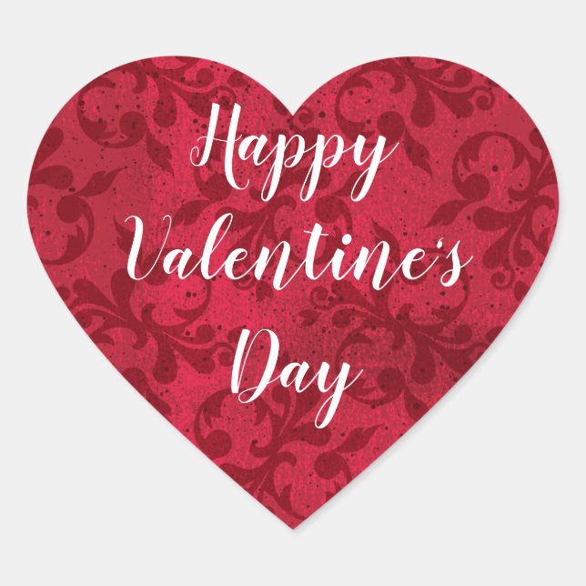Adesivo Coração Damasco vermelho legível para Feliz dia de os namo (Frente)
