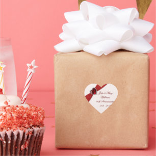Adesivo Coração Damask 40ª Vinheta de Aniversário de Casamento