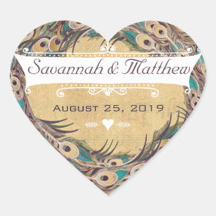 Adesivo Coração Damask Peacock Elegance EggPlant Dourada e Aqua