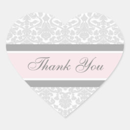 Adesivo Coração Damask Rosa Obrigado Envelope Fósseis De Casamento