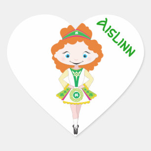 Adesivo Coração Dançarina de irlandês do coração PERSONALIZADA dan