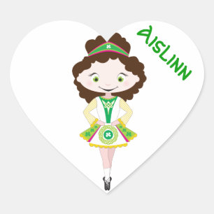 Adesivo Coração Dançarina de irlandês do coração PERSONALIZADA dan