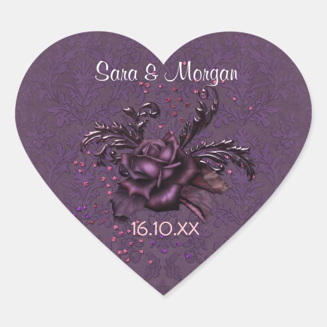 Adesivo Coração Dark Romance Rosa 2 Seal de Casamento (Frente)