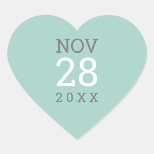 Adesivo Coração DATE STACK: cinza simples de pastel de tipo modern