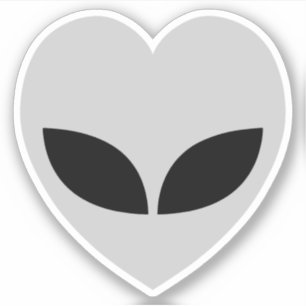 Adesivo Coração de Amor com Alienígena cinza