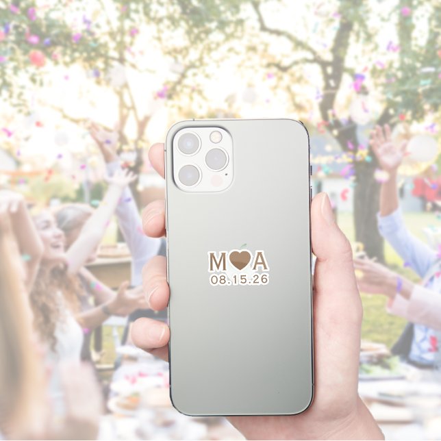 Adesivo Coração de Amor do Monograma do Casal de Casamento (Criador carregado)