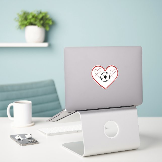Adesivo Coração de Amor pelo Futebol  (Laptop na mesa)