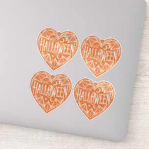 Adesivo Coração de Halloween, Coração em Forma de Laranja,
