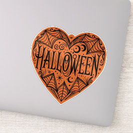 Adesivo Coração de Halloween, Coração em Forma de Laranja,