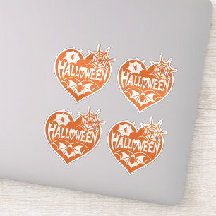 Adesivo Coração de Halloween, Coração Laranja em Forma, Te