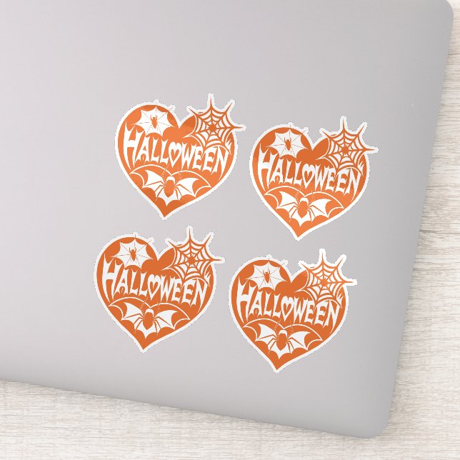 Adesivo Coração de Halloween, Coração Laranja em Forma, Te (Detalhe)