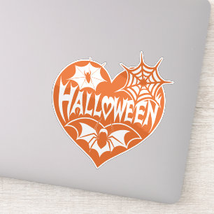 Adesivo Coração de Halloween, Coração Laranja em Forma, Te