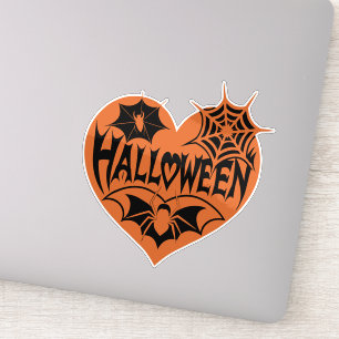 Adesivo Coração de Halloween, Coração Laranja em Forma, Te