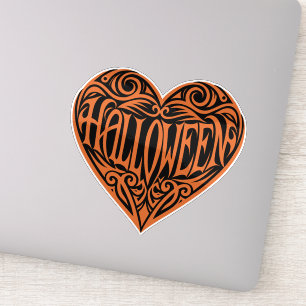 Adesivo Coração de Halloween, Coração Laranja, Feriado