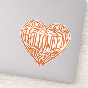 Adesivo Coração de Halloween, Coração Laranja, Feriado