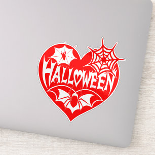 Adesivo Coração de Halloween, Coração Vermelho, Teia de Ar