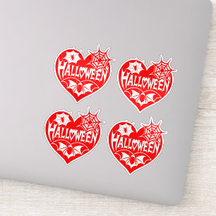 Adesivo Coração de Halloween, Coração Vermelho, Teia de Ar