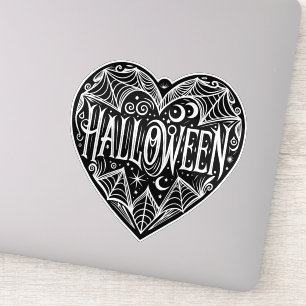 Adesivo Coração de Halloween, Forma de Coração Preto, Feri