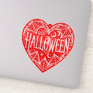 Adesivo Coração de Halloween, Forma de Coração Vermelho, F