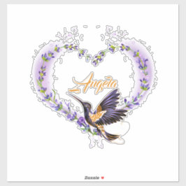 Adesivo Coração de Hummingbird Roxo Personalizado