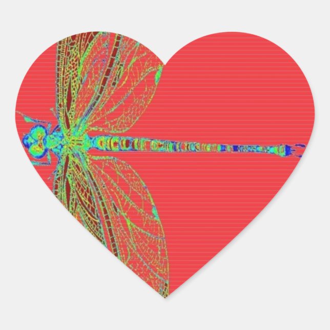 Adesivo Coração Deagonfly verde de asas de rendas por Sharles (Frente)