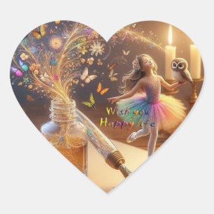 Adesivo Coração Deseje vida feliz Cardiões