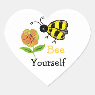 Adesivo Coração Desenho de Abelha Bumble Bee Você Mesmo