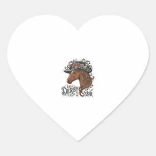 Adesivo Coração Desenho de Camisa de Chapéu Floral de Cavalo Derby
