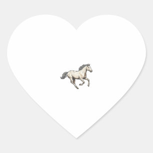 Adesivo Coração Desenho de Cavalo Appaloosa Correndo Gravado Antig