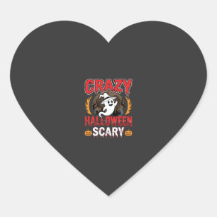 Adesivo Coração Desenho Louco de Halloween Fantasma Assustador e A
